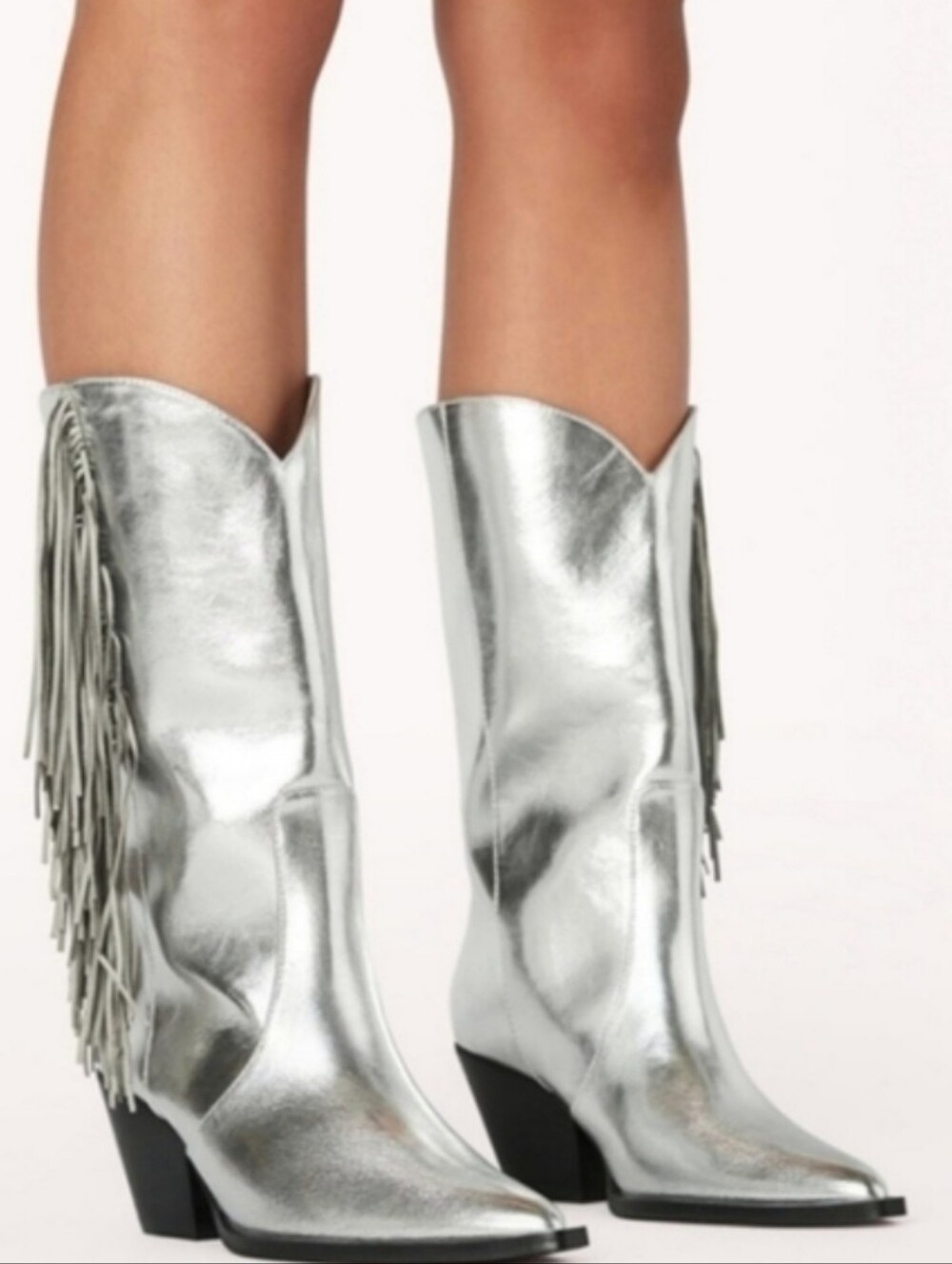 BILLINI Cowgirl Boots ANDE Silver Fringe š„ā¤ļøš©¶ Women's Size 7 STUNNING NEW